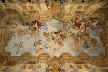 Melk abdij marmeren kamer fresco, Melk, Oostenrijk
