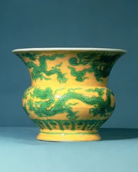 Ming groene en gele leys pot Chand Te periode (1506-21)