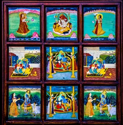 Miniatuurschildering, kunst en ambachten in Rajasthan, Rajasthan, India, Azië