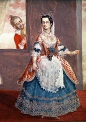 Miss Contat als Suzanne in Het huwelijk van Figaro, begin 19e eeuw