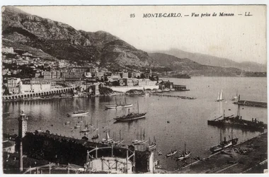 Monte Carlo (Monte-Carlo): Uitzicht op de stad genomen vanuit Monaco - Ansichtkaart eind 19e-20e eeuw