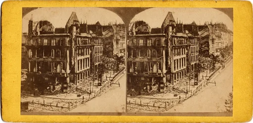 Gemeente van Parijs (1871): zicht op Parijs in puin. Anonieme fotografie