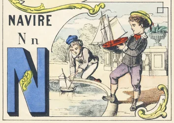 N: navire - Spelletjes Alfabet, ca. 1890
