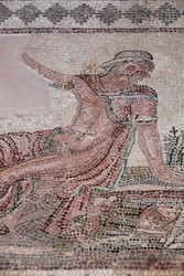 Narcissus kijkt naar zijn reflectie in een waterpoel - Paphos mozaïeken, Huis van Dionysos - Eind 2e eeuw na Christus - Cyprus - Contemplatie van Narcissus boven een bassin - Mozaïeken van Paphos, Huis van Dionysos - Eind 2e eeuw na Christus - UNESCO-site,