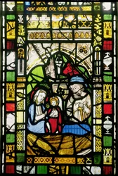 Geboorte, Engels, begin 14e eeuw (glas-in-lood) (detail)