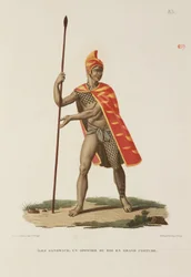 Officier van de koning in volledige ceremoniële kleding, Sandwich Eilanden