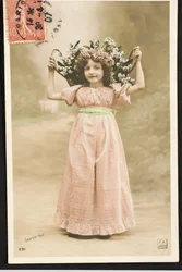 Oude ansichtkaart/Kinderen met bloemen