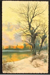 Oude ansichtkaart/Winterlandschap