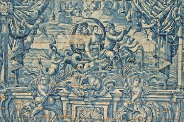 Oporto, Se Katholieke Kathedraal (oorspr. 12e eeuw), azulejos, handgeschilderde blauwe tegels