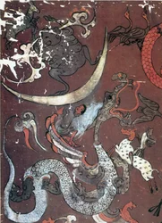 Schilderij van de Maan en een draak, China, begin 1e eeuw v.Chr.