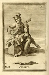 Pandura snaarinstrument van Byzantijnse oorsprong, voorloper van de mandoline. In 