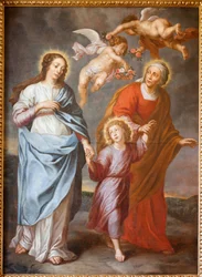 Parochiekerk Sint-Dionysius van Lede. Interieur. Noordbeuk. Het altaar. De Heilige Familie.