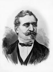 Portret van Giovanni Prati (1815-1884), Italiaanse dichter en politicus, gravure door Centenari naar foto door Michele Schemboche (actief ca. 1856-1906)