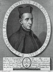 Portret van Lorenzo Ricci, Italiaanse jezuïet en 18e generaal-overste van de Sociëteit van Jezus, gravure