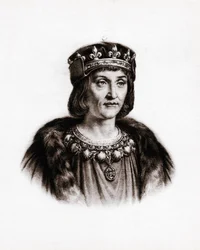 Portret van Lodewijk XII (1462-1515), koning van Frankrijk. Gravure