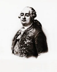 Portret van de koning van Frankrijk Lodewijk XVI (1754-1793) Gravure uit de 19e eeuw