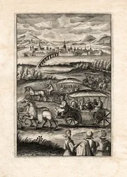 Processie met luitspelers, Parijs, ca. 1650 (gravure)