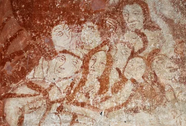 Romaans kunst: De kapel van Sint-Catharina, gewelf in de wiegbreeze, de kindertijd van Christus, de passie, het laatste oordeel en Christus in de Majesteit. Fresco