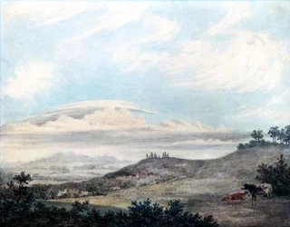 Landelijk landschap en wolkenstudie door Luke Howard, ca. 1808-1811
