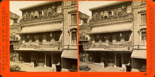 SF Chinees restaurant (zwart-wit foto, stereokaart)