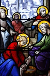Saint Aignan Kerk: Jezus wast de voeten van zijn discipelen, Chartres, Frankrijk