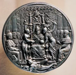 Zilveren medaille met ruiterportret van Keizer Rudolf II van Habsburg (1552-1612)