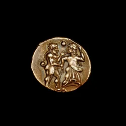 Zilveren stater munt, oud Griekenland, eilanden voor Thracië Thasos, 500 voor Christus Belangrijk meesterwerk uit de klassieke oudheid met prachtige Bacchants feestvierders (foto)
