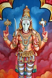 Hindoetempel Sri Vadapathira Kaliamman. Avatar van Vishnoe. Kalki, 10e incarnatie. Singapore