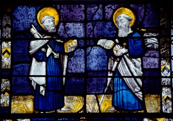 St. Pieter en St. Paulus, glas-in-loodraam van Priory Church, Le Bourget du Lac, Savoye, Frankrijk