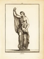 Standbeeld van Leda, Aetolische prinses later Koningin van Sparta, verleid door Zeus in de vorm van een zwaan