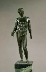 Standbeeld van Mercurius, aanpassing van de Griekse Discophoros van Polyclitus, Romeins, 25-50 n.Chr.
