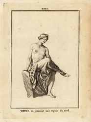 Standbeeld van Venus, Romeinse godin van liefde, schoonheid, seks en vruchtbaarheid, verwijdert een splinter uit haar voet