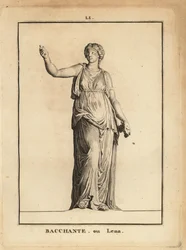 Standbeeld van een Bacchante, volgeling van de Romeinse god van de wijn Bacchus, met druiven
