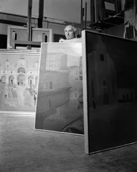De Schilder Guido Cadorin in Venetië - 1952