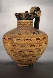 De Levy-oenochoë, een oost-Griekse oriënterende vaas versierd met rijen fabeldieren en wilde geiten, Wilde-Geitenstijl, ca. 650 v.Chr.