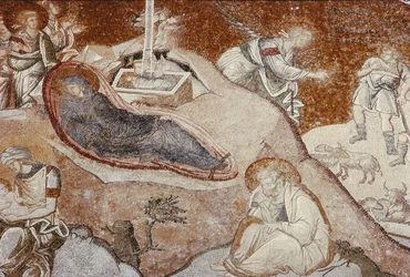 De Geboorte, uit het Chora-klooster, Byzantijns, ca. 14e eeuw (mozaïek)