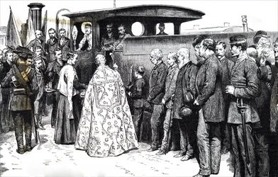 De zegening van een trein in Spanje