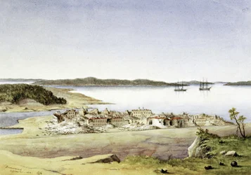 Het fort van Bomarsund, op de Åland-eilanden (Finland), in augustus 1854