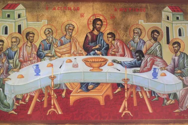 Het Laatste Avondmaal. Saint-Antoine-le-Grand orthodoxe kerk Saint-Laurent-en-Royans Frankrijk