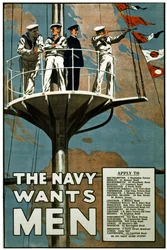 De marine zoekt mannen, ca. 1915 (lithografie)