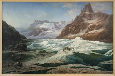 De zee van ijs, olieverfschilderij op doek door Claude Hugard de la Tour (1818-1886), die een uitzicht op de Alpen voorstelt