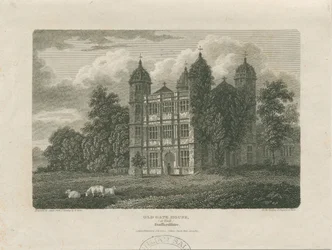 Tixall Hall - Poortgebouw: gravure, 25 nov 1775