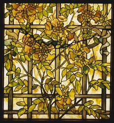 Trompetbloem glas-in-lood raam, Tiffany Studios