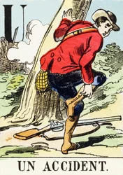 U: Een ongeluk - Het Jachtalfabet, ca. 1890 (gravure)