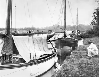 Verenigd Koninkrijk: Jachten en Rivierschepen bij Wroxham Broad. Norfolk Broads
