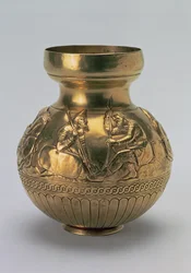 Vaatwerk met Scythische krijgers, Grieks werk uit het Bosporus Koninkrijk, tweede helft van de 4e eeuw v.Chr.