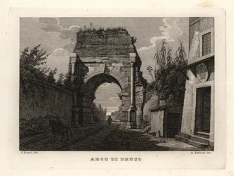Zicht op de Boog van Drusus, Rome