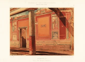 Uitzicht op het Huis van de Dronken Faun, Pompeii. 1896 (chromolithografie)
