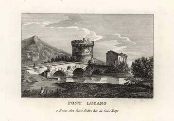 Zicht op de Lucano-brug en het Mausoleum van Plautii, op de weg naar Tivoli