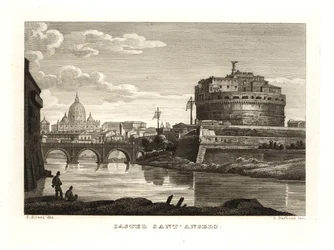 Uitzicht op het Mausoleum van Hadrianus of de Engelenburcht, Rome